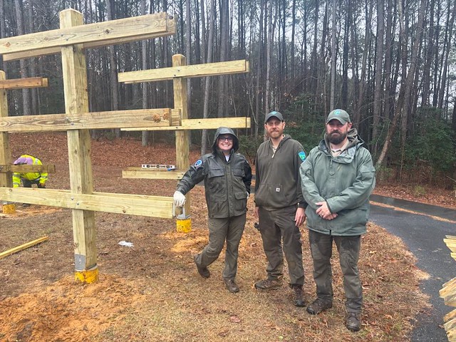 Rangers built a kayak rack at Machicomoco State Park